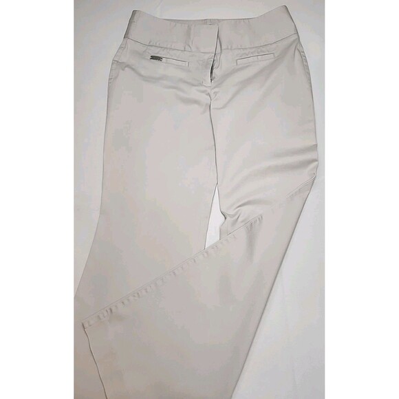 EXPRESS Women's Editor Light Khaki Trousers- Size 10 R Bootcut Pockets Dressy - Picture 11 of 11